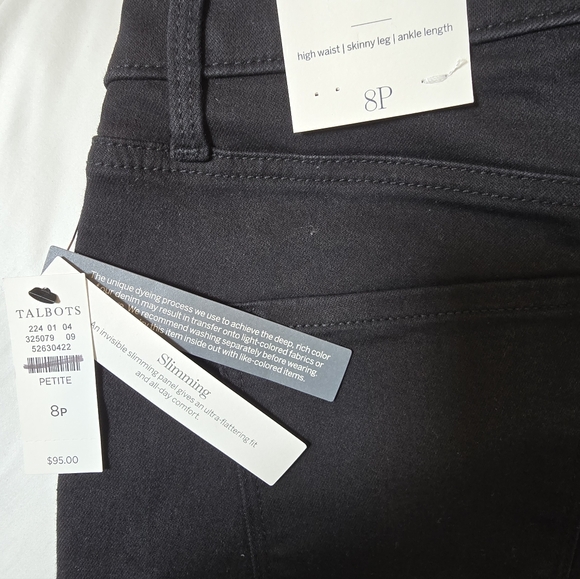 Talbots Woments Black High Waist Skinny Ankle Jegging Jeans 8p 8 P Nwt - Picture 4 of 7